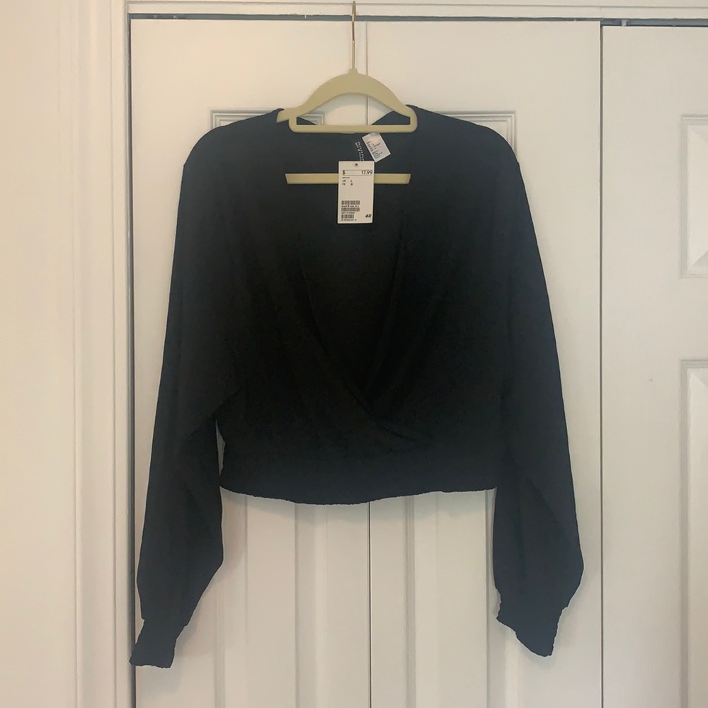 Black low v neck top